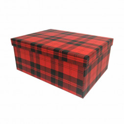 Коробка прямоугольная Клетка красно-черная в 4-х размерах