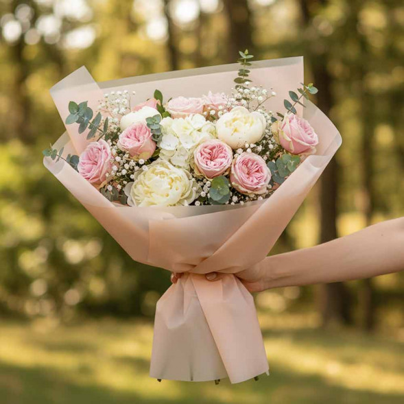 Пленка в рулоне ЗЕФИР пудровая размер 58см*10м 70мкм