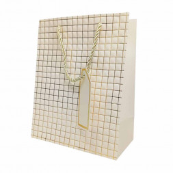 Пакет ЛЮКС Золотые квадратики с тиснением размер 18*23*10см
