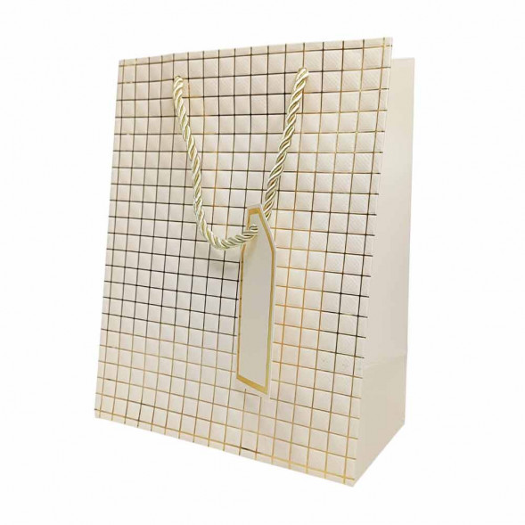 Пакет ЛЮКС Золотые квадратики с тиснением размер 18*23*10см