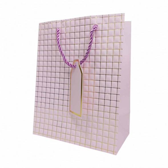 Пакет ЛЮКС Золотые квадратики с тиснением размер 18*23*10см