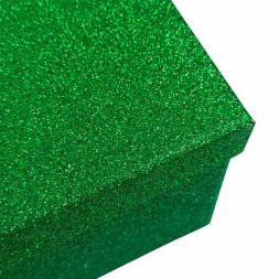 Коробка прямоугольная Зеленые блестки в 10-ти размерах