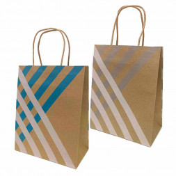 Пакет крафт Полосы с крученой ручкой размер 12*17*7см