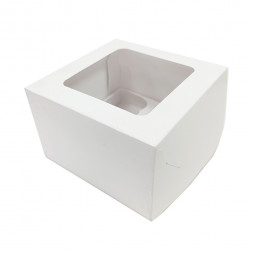 Коробка под капкейки на 4шт с окном белая размер 160*160*110мм 