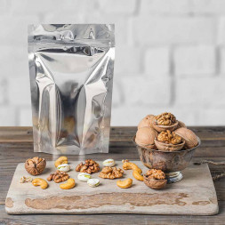 Дой-пак металл серебро с замком zip-lock 105*150мм (40+40) уп 10шт