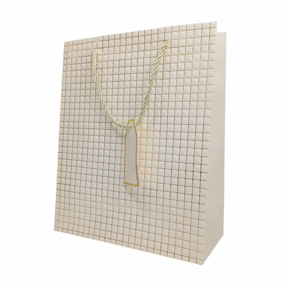 Пакет ЛЮКС Золотые квадратики с тиснением размер 26*32*12см