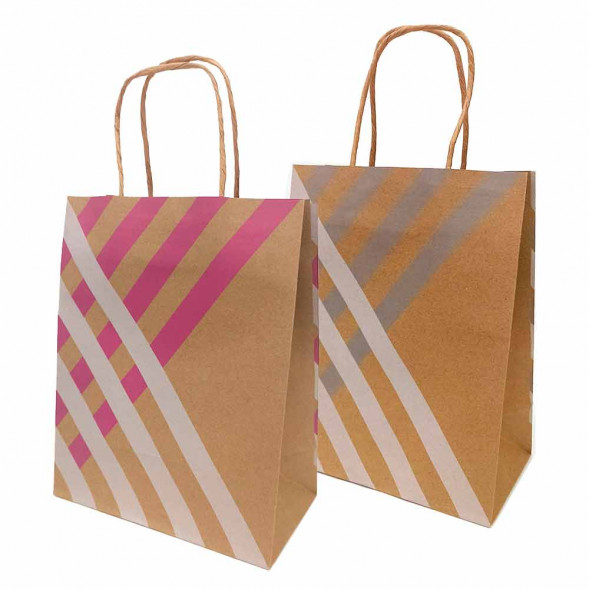 Пакет крафт Полосы с крученой ручкой размер 18*23*10см