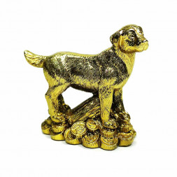 Фигура Собака с сундуком денег размер 5*3*5см