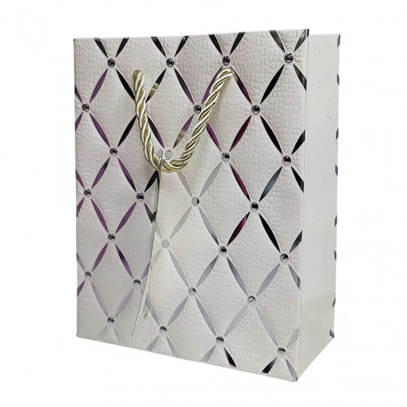 Пакет ЛЮКС Ромбики с тиснением размер 12*15*6см