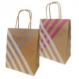 Пакет крафт Полосы с крученой ручкой размер 25*31*11см