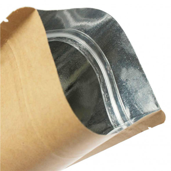 Дой-пак бумажный крафт металл внутри с замком zip-lock 160*250+(45+45) уп 10шт 