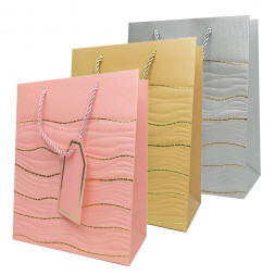 Пакет ЛЮКС Волна с золотым тиснением размер 18*23*10см