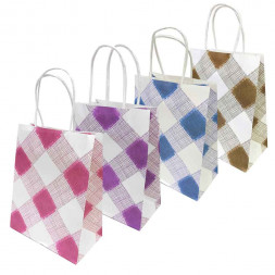 Пакет крафт Клетка с крученой ручкой размер 25*31*11см