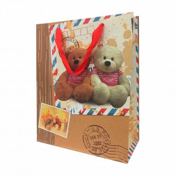 Пакет крафт Медведи размер 26*32*12см