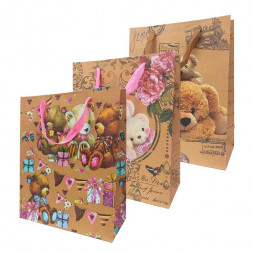 Пакет крафт Медведи размер 26*32*12см