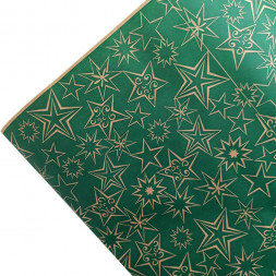 Бумага крафт в рулоне Звезды зеленая размер 70см*10м