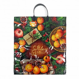 Пакет с пластмассовыми ручками Мандарины размер 40*44см 10шт