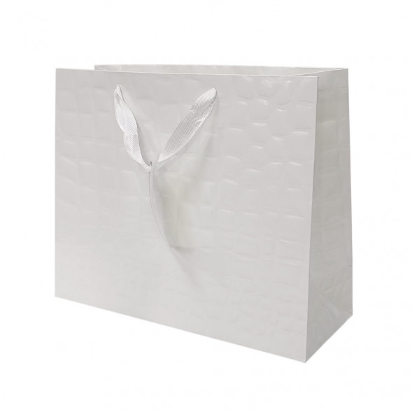 Пакет ЛЮКС Кожа белая лак размер 32*26*12см