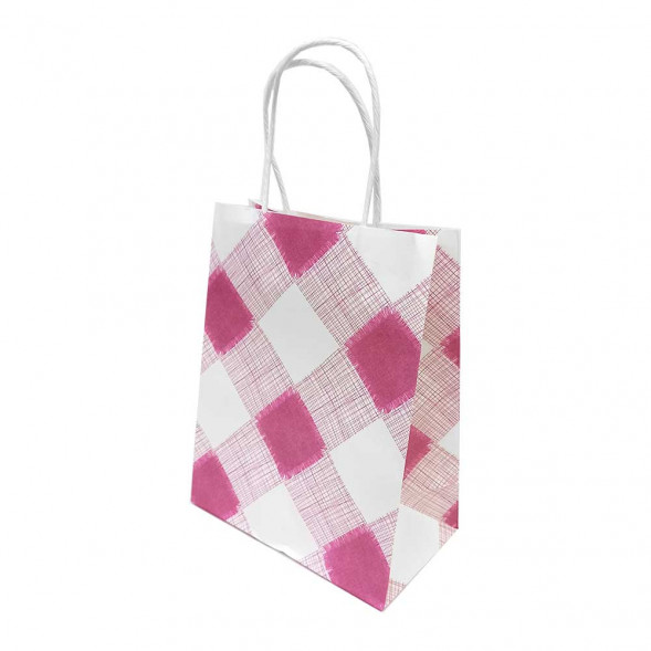 Пакет крафт Клетка с крученой ручкой размер 12*17*7см