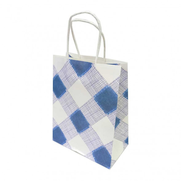 Пакет крафт Клетка с крученой ручкой размер 12*17*7см