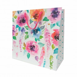 Пакет ЛЮКС Цветы акварель размер 37*37*18см