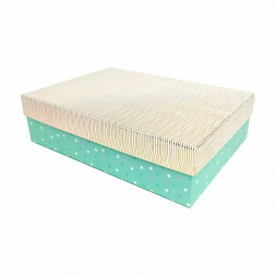 Коробка прямоугольная Конфетти с золотом мятная размер 35*25*10см