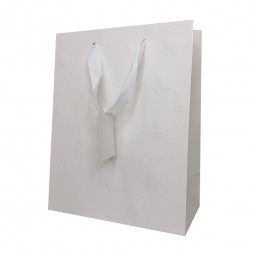 Пакет ЛЮКС Розы на белом с тиснением размер 18*23*10см