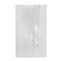 Пакет бумажный белый с окном 40г/м2 размер 25*14*6см уп 10шт