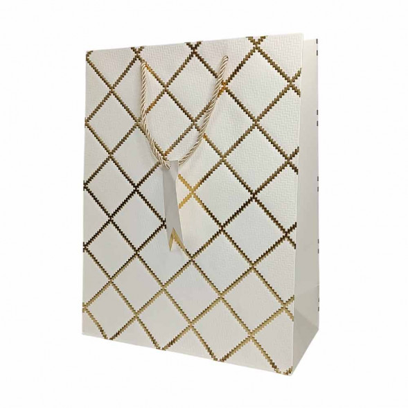 Пакет ЛЮКС Ромб с золотым тиснением размер 26*33,5*12см