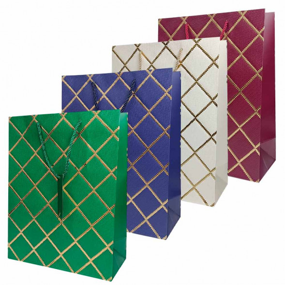 Пакет ЛЮКС Ромб с золотым тиснением размер 26*33,5*12см