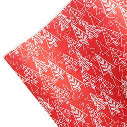 Бумага белая крафт в рулоне Елки красная размер 70см*10м