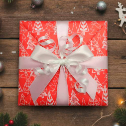 Бумага белая крафт в рулоне Елки красная размер 70см*10м