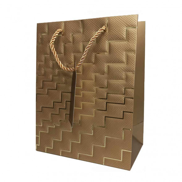 Пакет ЛЮКС Золотые ступеньки с тиснением размер 18*23*10см