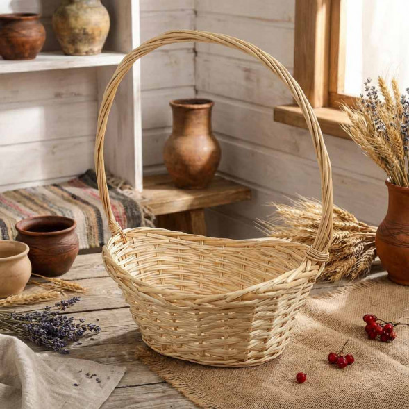 Корзина овальная ива светлая размер 39*31/15*52см