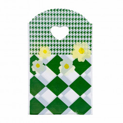 Пакет вырубной ПНД Зеленая клетка с желтым цветком 13*20см 45 мкм 50шт