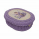 Шкатулка вязаная овальная лавандовая размер 21*16*7см