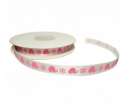 Лента атласная детская Слоники розовые размер 0,9см*18м