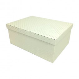 Коробка прямоугольная Точки металл кремовая в 6-ти размерах