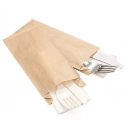 Пакет бумажный крафт под столовые приборы 40г/м2 размер 20*8*2см уп 10шт