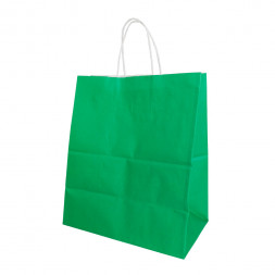 Пакет бумажный ярко-зеленый с крученой ручкой 70г/м2 размер 24*28*14см уп 10шт
