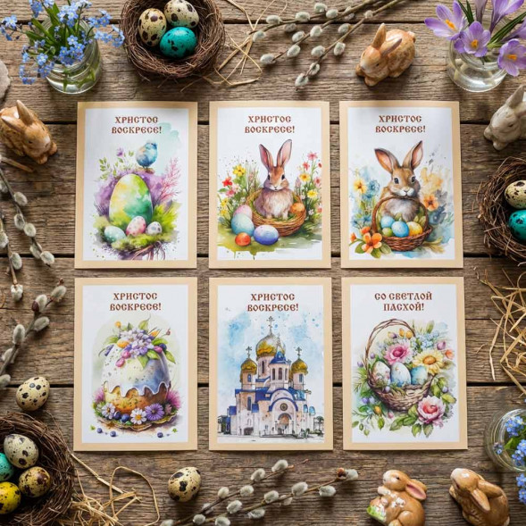 Мини-открытка Пасха ассорти 7*10см арт 01