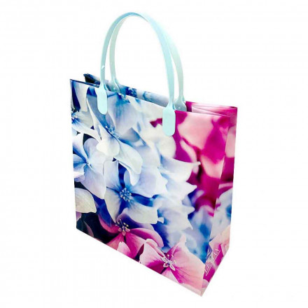 Пакет сумка размер 23*26см Голубые и розовые цветы