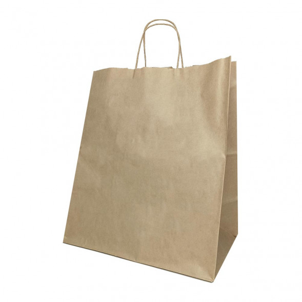 Пакет бумажный крафт с крученой ручкой 70г/м2 размер 32*37*20см уп 10шт