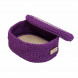 Шкатулка вязаная овальная яркая фиолетовая размер 21*16*7см