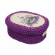 Шкатулка вязаная овальная яркая фиолетовая размер 21*16*7см