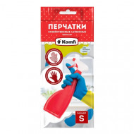 Перчатки латексные желто-синие Комфи размер S, L, XL