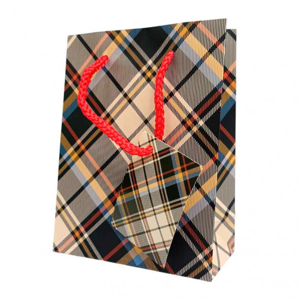Пакет матовый бумажный МЭН+клетка размер 12*15*5,5см