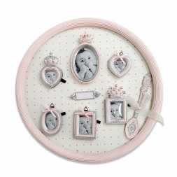 Фоторамка детская на 6 фото розовая размер 36*2*36см