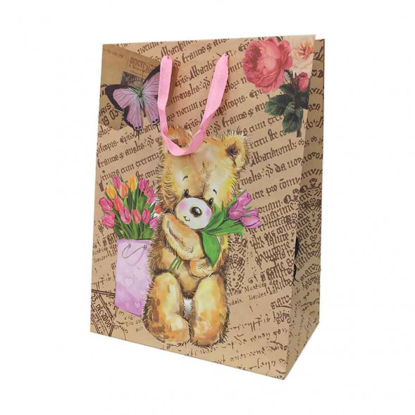 Пакет крафт Мишки размер 31*43*19см