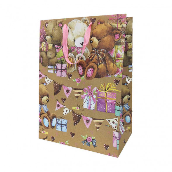 Пакет крафт Мишки размер 31*43*19см